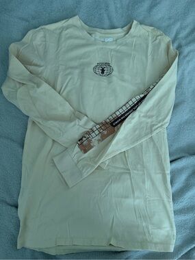 Dutch Bros Cream Long Sleeve Graphic Tee with Brown Sleeve Art